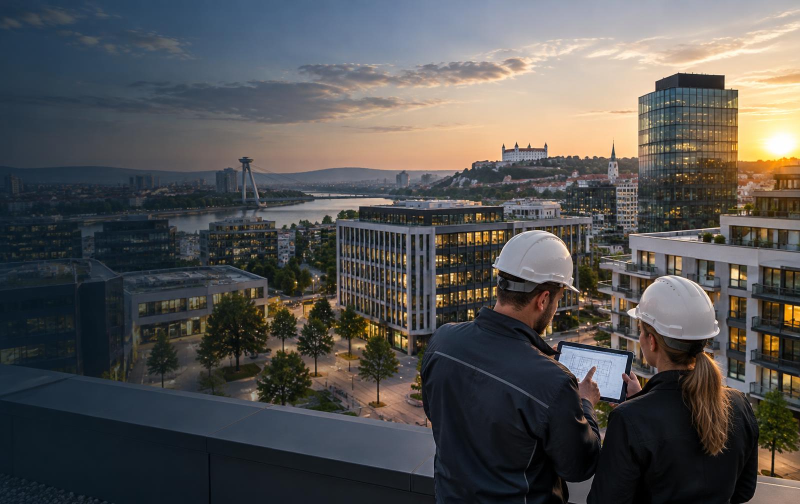 Technickí správcovia kontrolujú portfólio budov